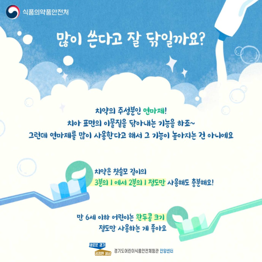 치약 올바르게 사용해요! 설명 두번째 페이지 입니다.